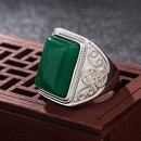 Ethnic domineering green agate retro green chalcedony ring simple fashion jewelrypicture7