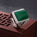Ethnic domineering green agate retro green chalcedony ring simple fashion jewelrypicture8