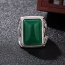 Ethnic domineering green agate retro green chalcedony ring simple fashion jewelrypicture9