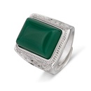Ethnic domineering green agate retro green chalcedony ring simple fashion jewelrypicture11