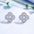 Korean lucky fourleaf clover copper inlaid zircon earringspicture9