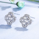 Korean lucky fourleaf clover copper inlaid zircon earringspicture8