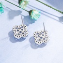 Korean lucky fourleaf clover copper inlaid zircon earringspicture11