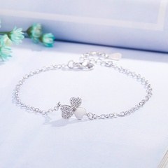 Korean version of the new clover flower diamond zircon leaf copper bracelet
