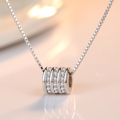 Korean version transfer beads pendant inlaid zircon cylindrical beads fashion necklace accessories wholesale