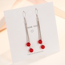 Korean imitation cherry earrings long tassel cherry copper earringspicture8