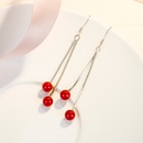 Korean imitation cherry earrings long tassel cherry copper earringspicture7