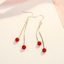 Korean imitation cherry earrings long tassel cherry copper earringspicture9
