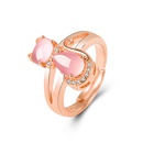Korean pink crystal cat ring female diamond hibiscus stone cat open fashion ringpicture7