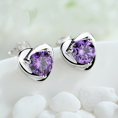 Korean version heart-shaped purple diamond earrings fashion temperament earrings wholesale jewelry