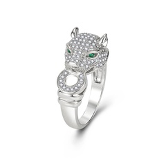 leopard head ring temperament European and American emerald zircon ring jewelry