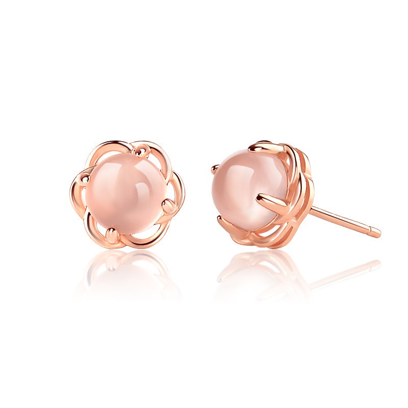 Korean version natural pink crystal earrings temperament creative earrings wholesale