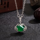 Retro ethnic style inlaid zircon green chalcedony necklace green agate clavicle chain jewelrypicture7