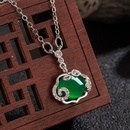 Retro ethnic style inlaid zircon green chalcedony necklace green agate clavicle chain jewelrypicture8
