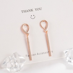 Korean long earrings female rose gold full of diamonds long copper earrings wholesale