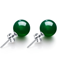 Korean style fashion natural green chalcedony earrings crystal earrings jewelry wholesale