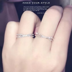 South Korea micro-inlaid flashing diamond cross 18k rose gold index finger ring tail ring jewelry