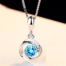 Korean fourleaf clover blue crystal pendant fashion simple zircon retro necklace jewelry wholesalepicture4
