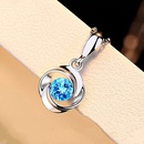 Korean fourleaf clover blue crystal pendant fashion simple zircon retro necklace jewelry wholesalepicture5