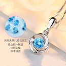 Korean fourleaf clover blue crystal pendant fashion simple zircon retro necklace jewelry wholesalepicture6