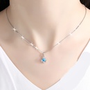 Korean fourleaf clover blue crystal pendant fashion simple zircon retro necklace jewelry wholesalepicture7