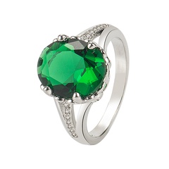 European and American cross-border emerald emerald fashion diamond simple plating ring