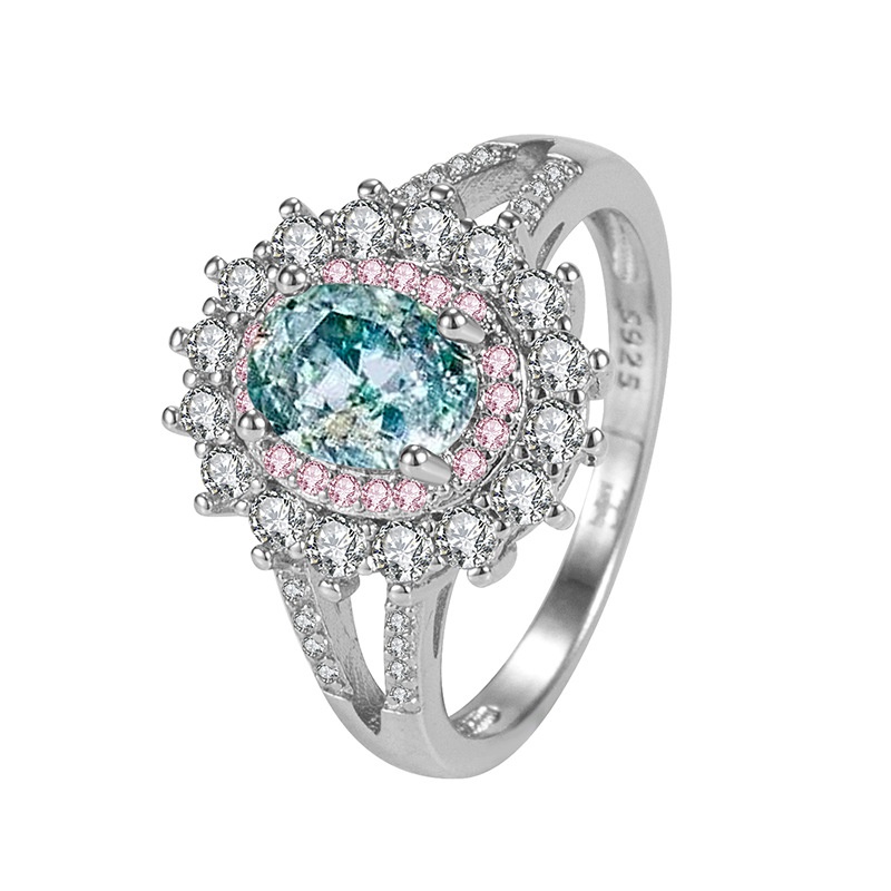 diamond topaz European and American full pink crystal zircon ring fashion jewelry