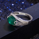 Korean Hetian jasper inlaid green chalcedony retro green agate ring fashion jewelrypicture11