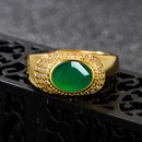 Retro ethnic green agate oval green chalcedony ancient gold ring jewelrypicture9