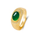 Retro ethnic green agate oval green chalcedony ancient gold ring jewelrypicture7