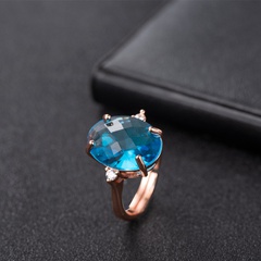 blue crystal European and American rose diamond amethyst gem ring fashion jewelry
