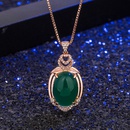 Korean heartshaped zircon green chalcedony pendant eggshaped green agate necklace retro jewelrypicture7