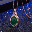 Korean heartshaped zircon green chalcedony pendant eggshaped green agate necklace retro jewelrypicture9