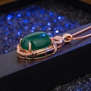 Korean heartshaped zircon green chalcedony pendant eggshaped green agate necklace retro jewelrypicture10