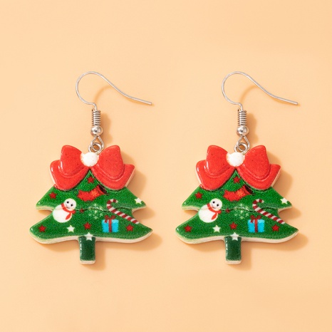 European and American holiday jewelry color Christmas wreath snowman bow resin earrings's discount tags