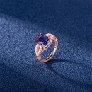 European and American simple microinlaid zircon rose gold amethyst open ringpicture7