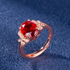micro-inlaid zircon butterfly ring rose ruby rose gold ring jewelry