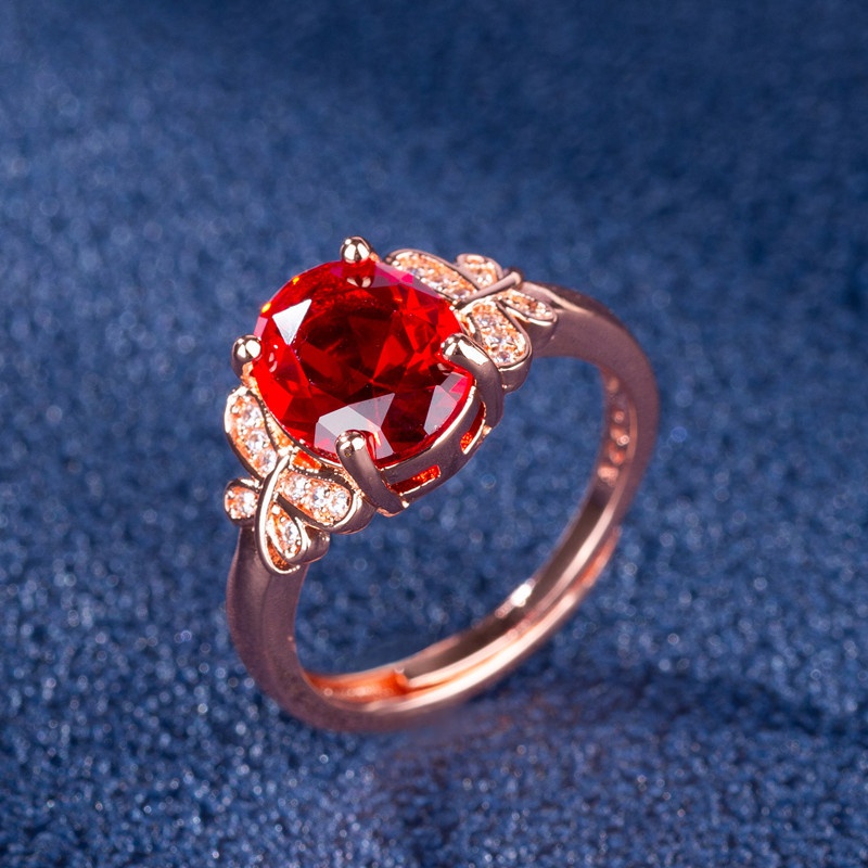 anillo de mariposa con micro incrustaciones de circonio rosa rub anillo de oro rosa joyera