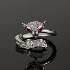 Korean rose red zircon fox ring light luxury index finger ring fashion jewelry