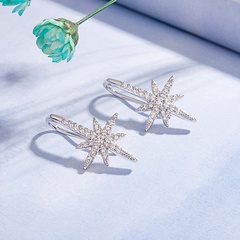 Korean female eight-pointed star micro-inlaid zircon copper inlaid zircon earrings