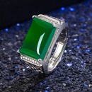 ethnic ring hollow green agate ring microinlaid zircon green chalcedony ringpicture8