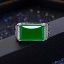 ethnic ring hollow green agate ring microinlaid zircon green chalcedony ringpicture9