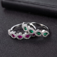 cross-border micro zircon emerald ring ruby full diamond ring fashion jewelry