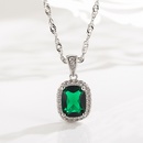 fashion simple gem pendant microinlaid square necklace pendantpicture8