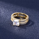 double layer gold color European and American four prong full zircon double layer 18K gold ringpicture8