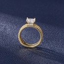 double layer gold color European and American four prong full zircon double layer 18K gold ringpicture9