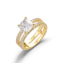 double layer gold color European and American four prong full zircon double layer 18K gold ringpicture11