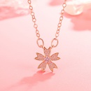 Korean version of petal cherry blossom necklace pink zircon necklace clavicle chain jewelrypicture7