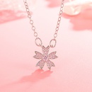 Korean version of petal cherry blossom necklace pink zircon necklace clavicle chain jewelrypicture8