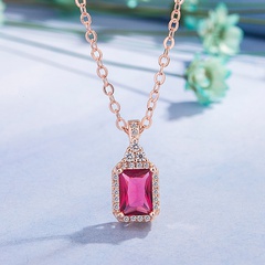 rubellite-plated pendant rose gold square ruby necklace